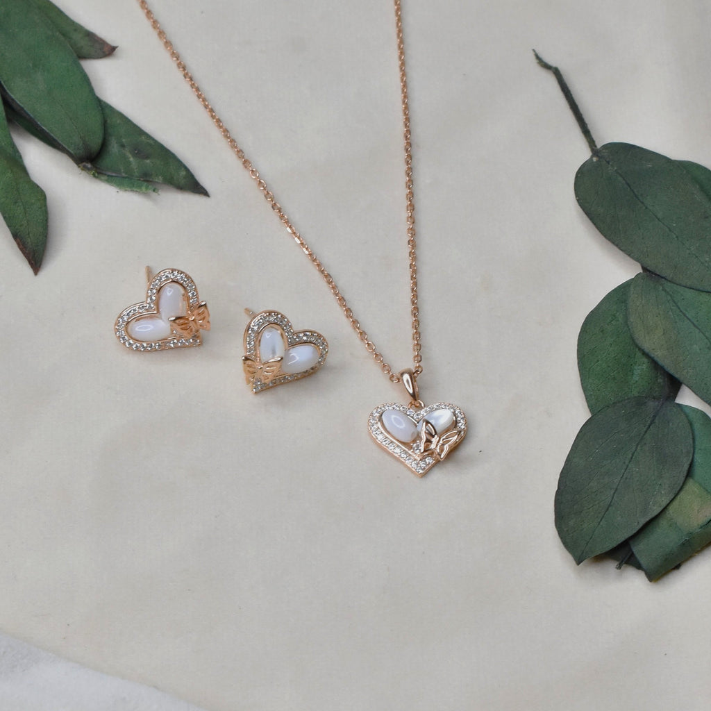 MOP Heart Pendant Set
