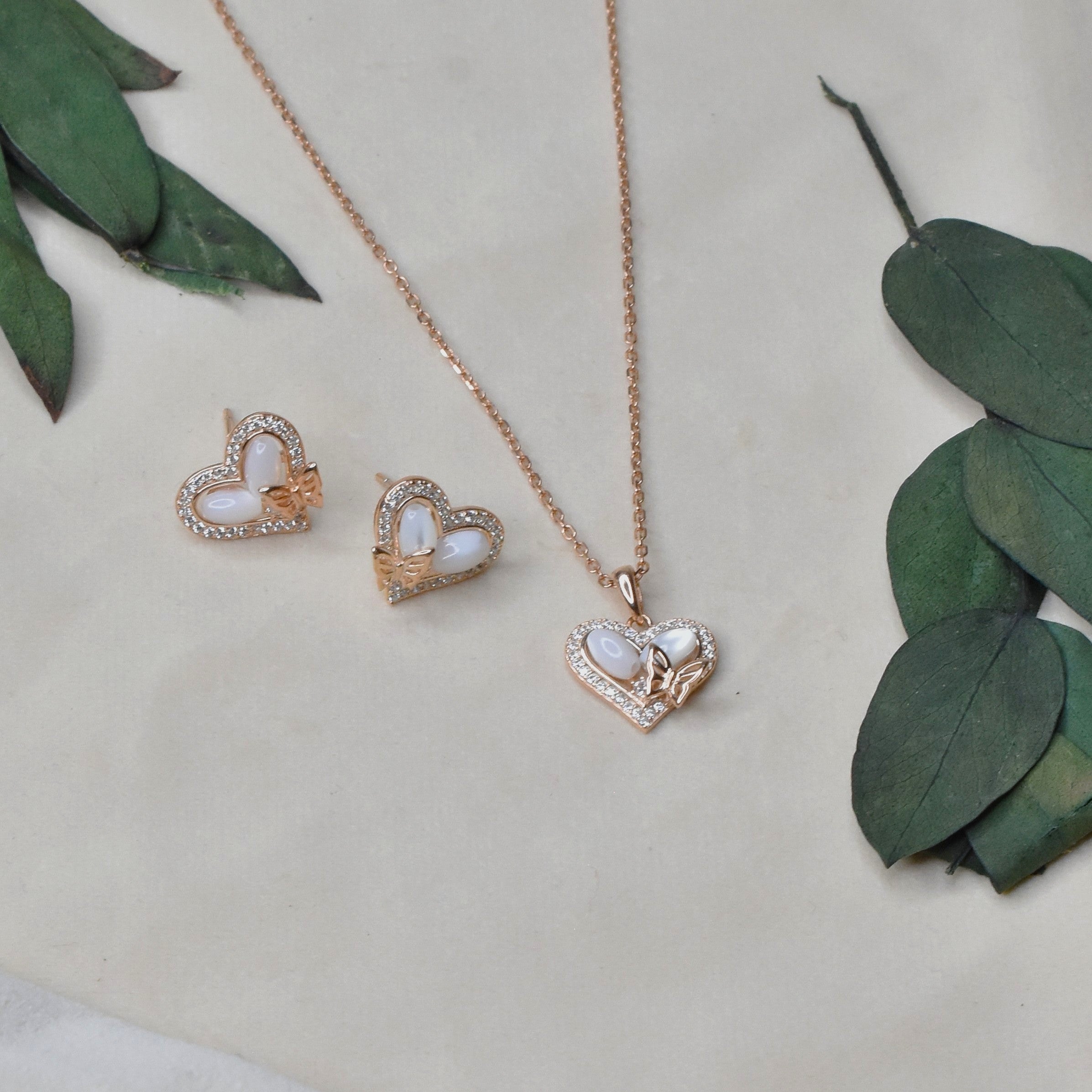 MOP Heart Pendant Set