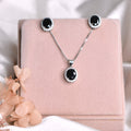 Black Oval Solitaire Pendant Set