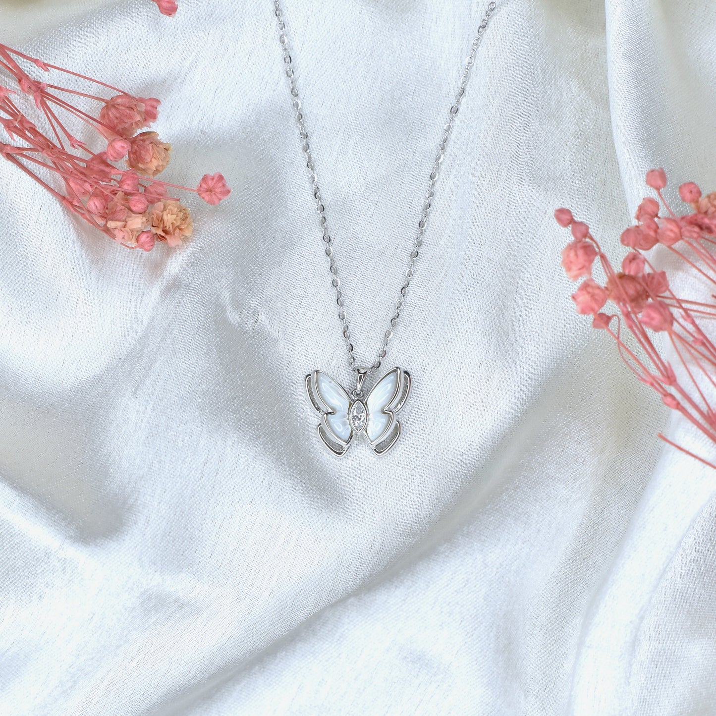 MOP Butterfly Pendant Chain