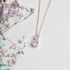 Dual Solitaire Sterling Silver Pendant Chain