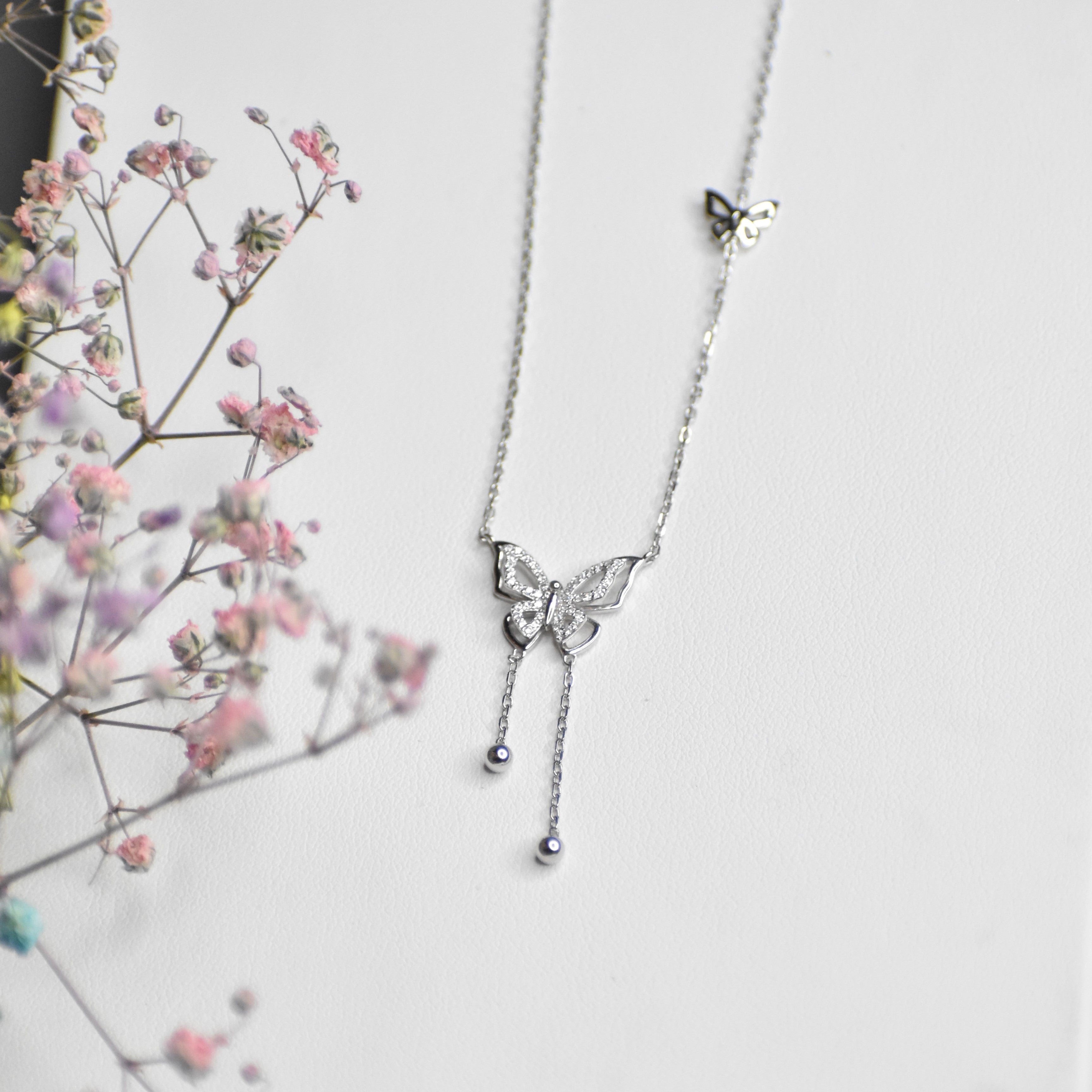 Dual Colored Butterfly Pendant Chain