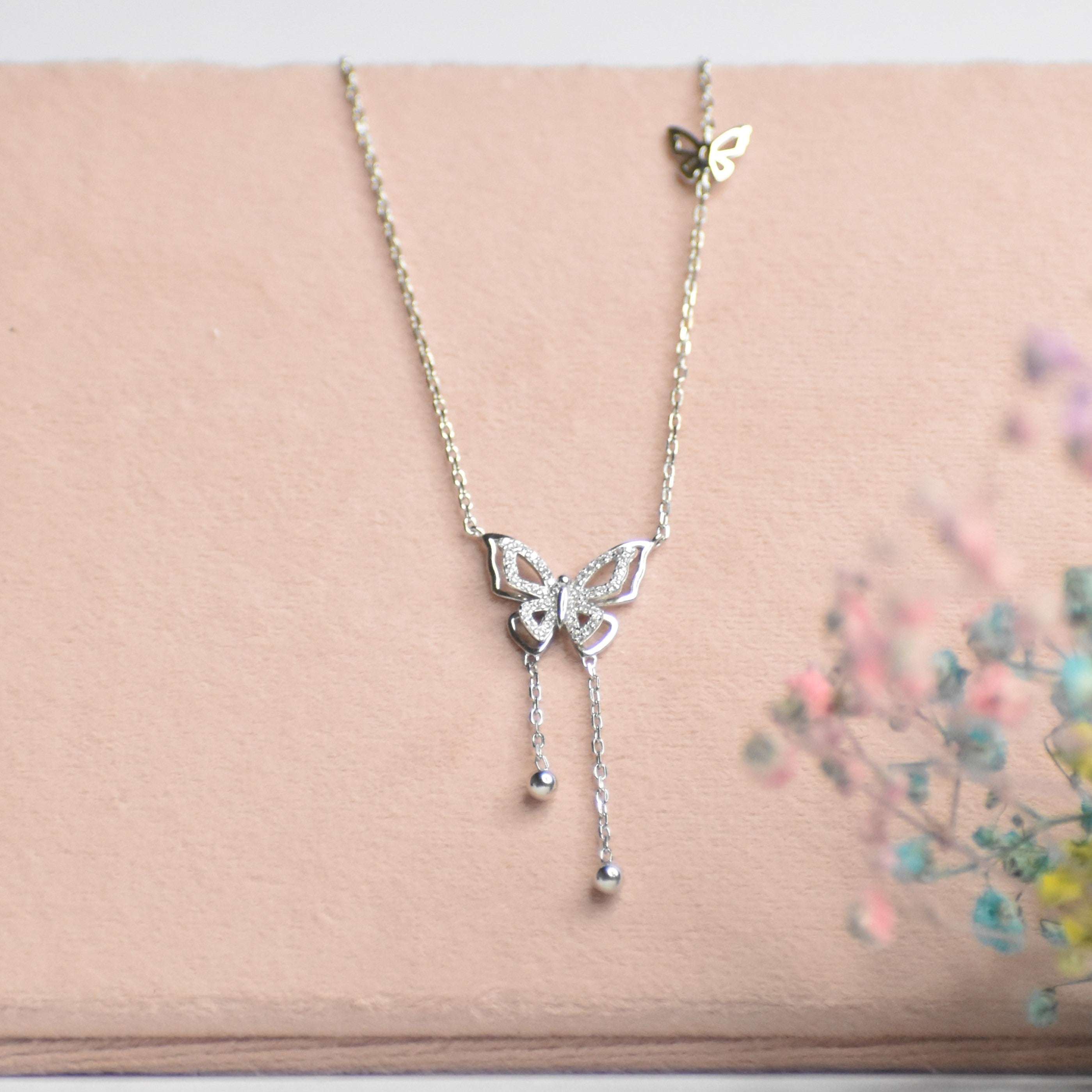 Dual Colored Butterfly Pendant Chain