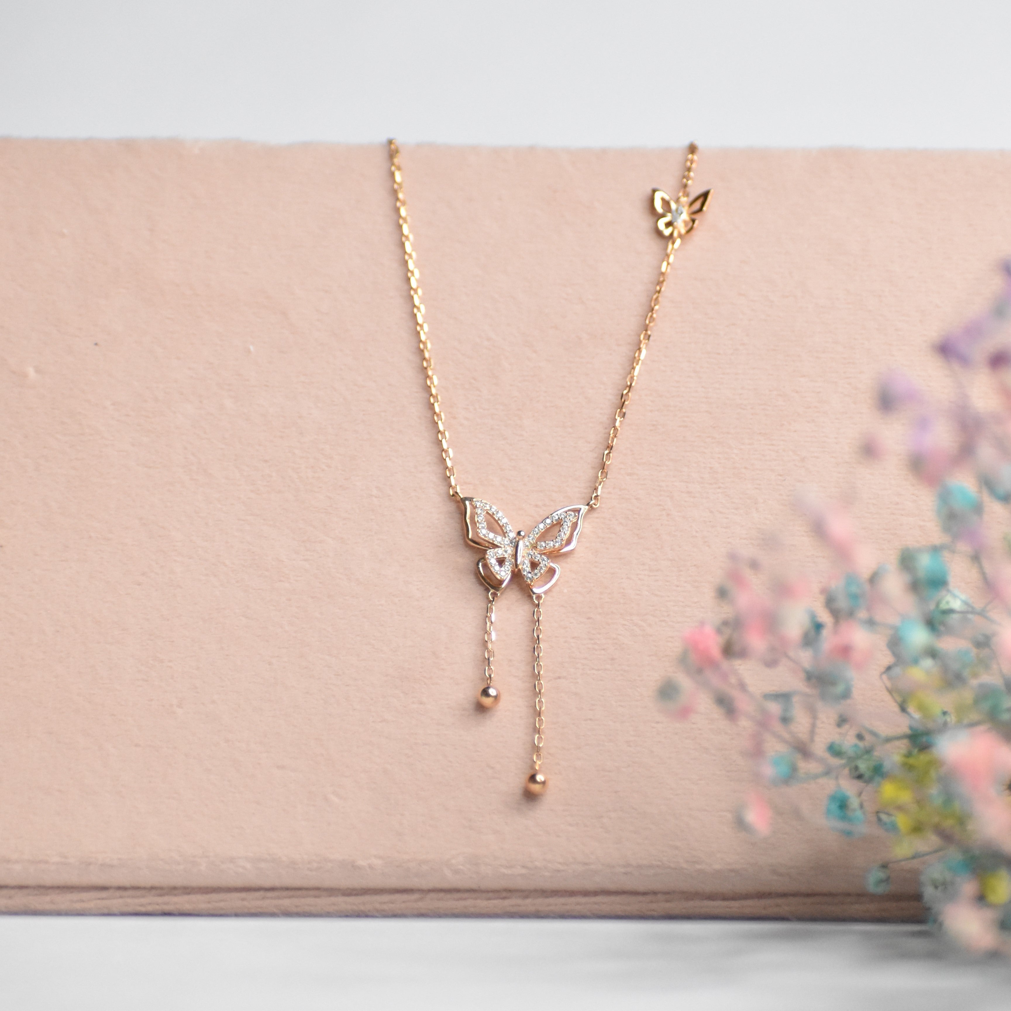Dual Colored Butterfly Pendant Chain