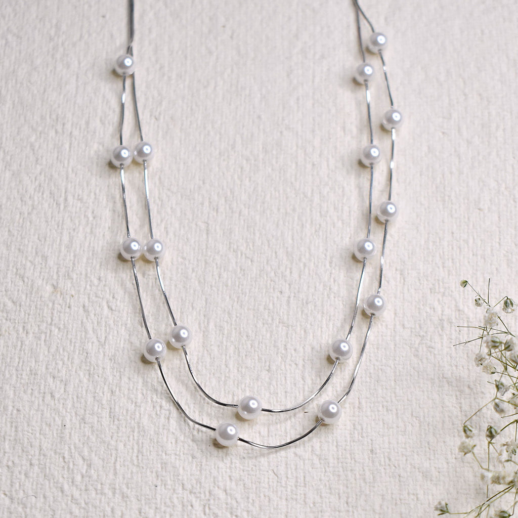 Two Line Pearl Necklace