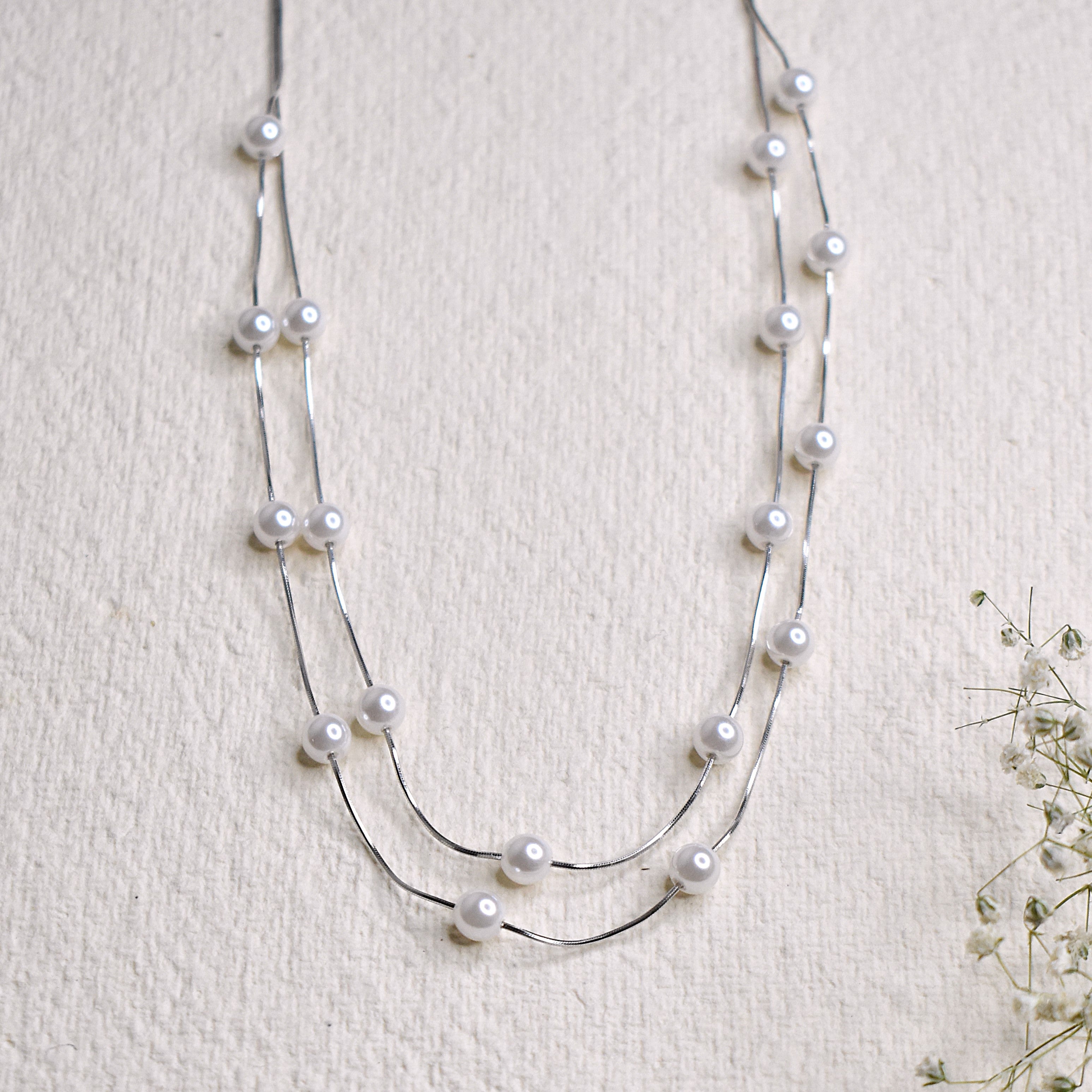 Two Line Pearl Necklace