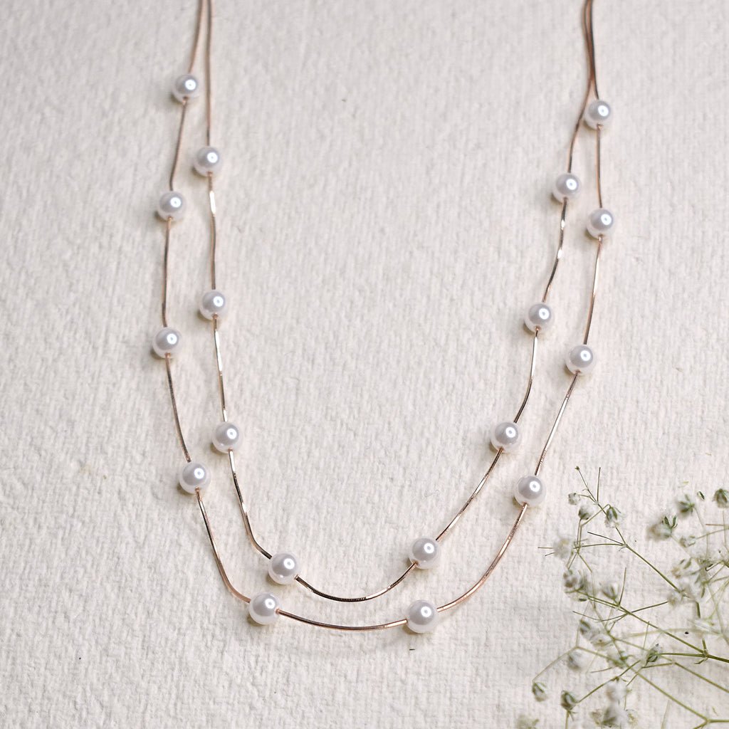 Two Line Pearl Necklace