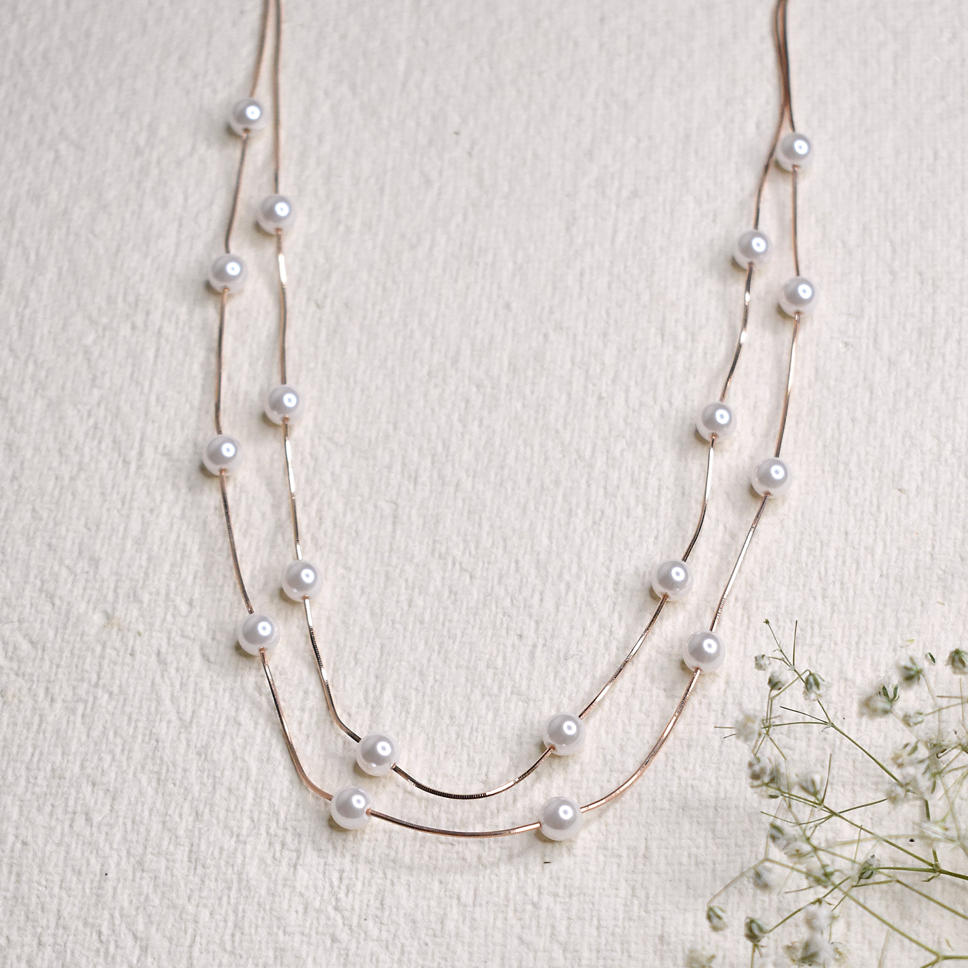 Two Line Pearl Necklace