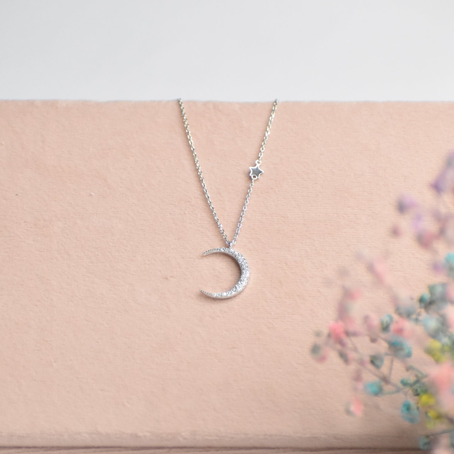 Crescent Sterling Silver Pendant Chain