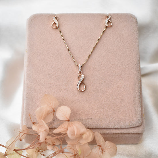 Rose Infinity Pendant Set