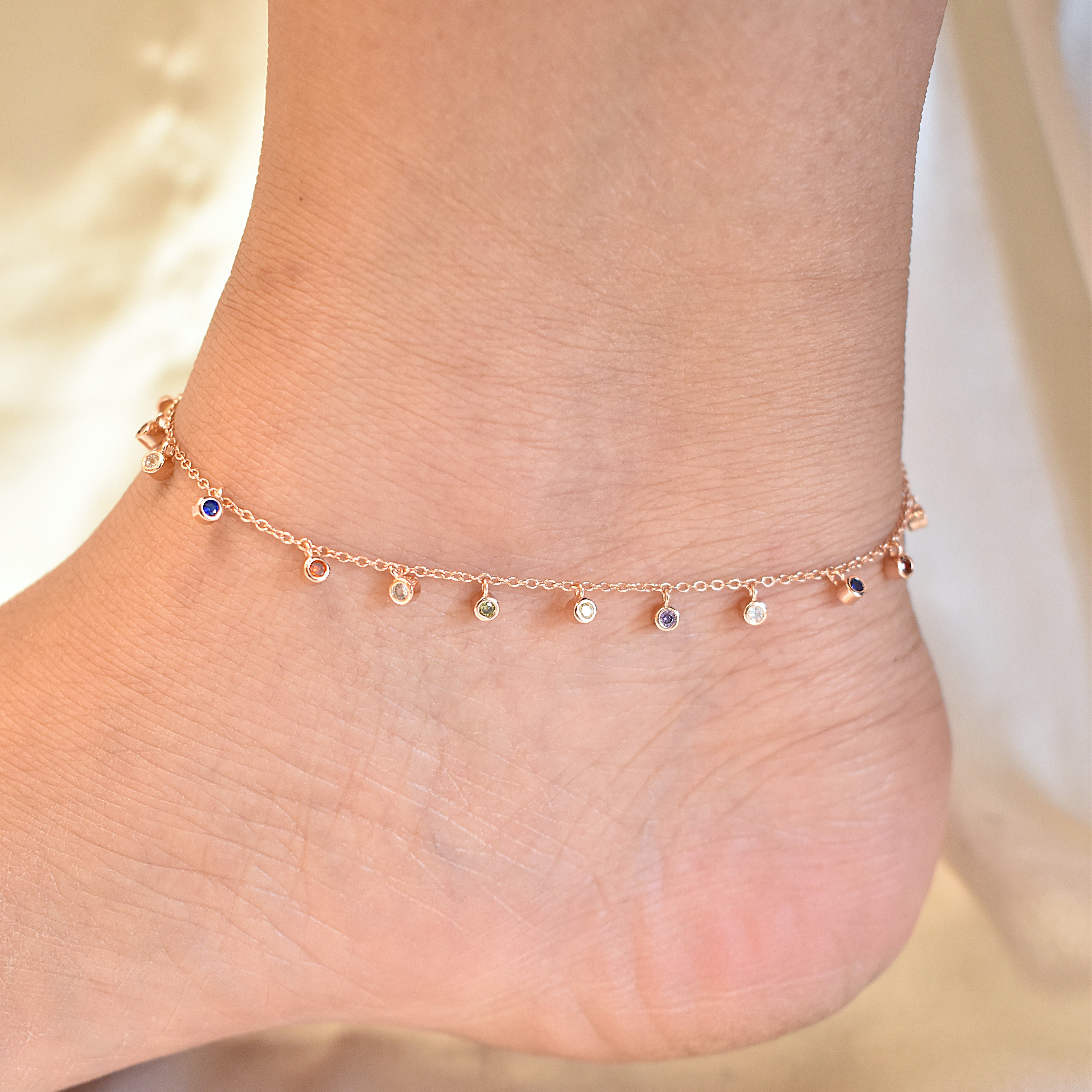 Colourful Rosegold Anklet