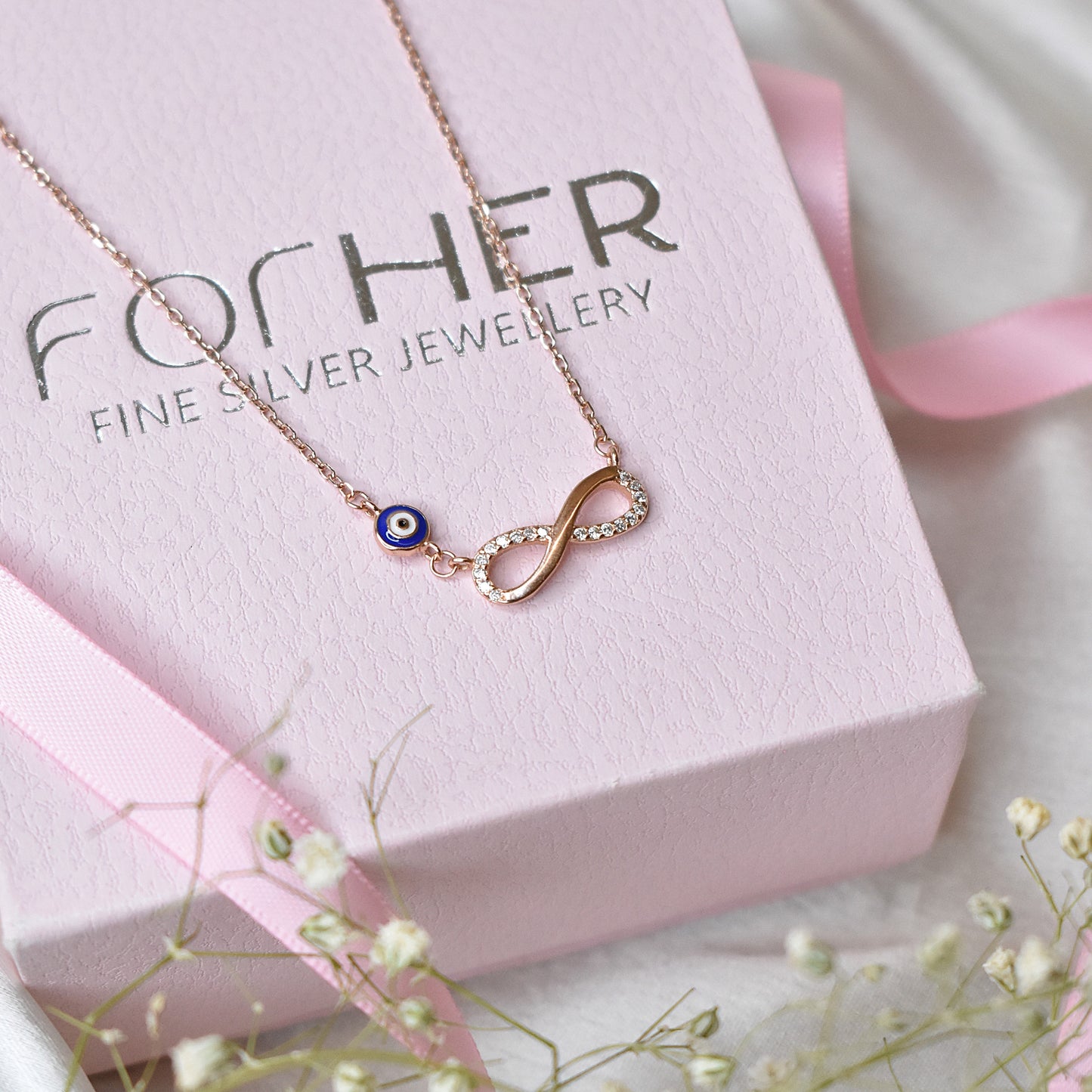 Infinity Evil Eye Charm Necklace