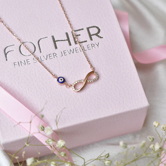 Infinity Evil Eye Charm Necklace