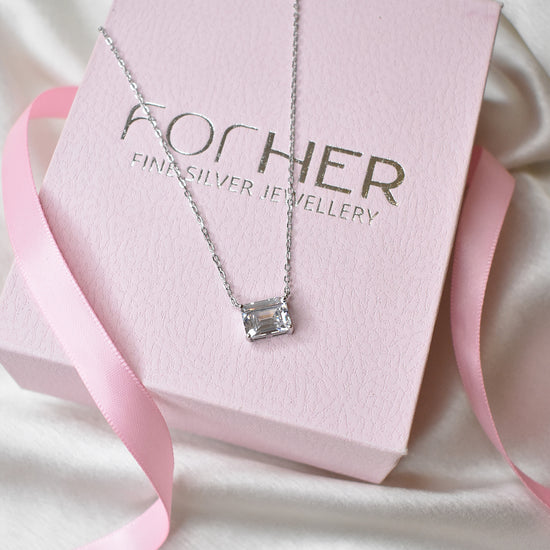 Square Solitaire Necklace
