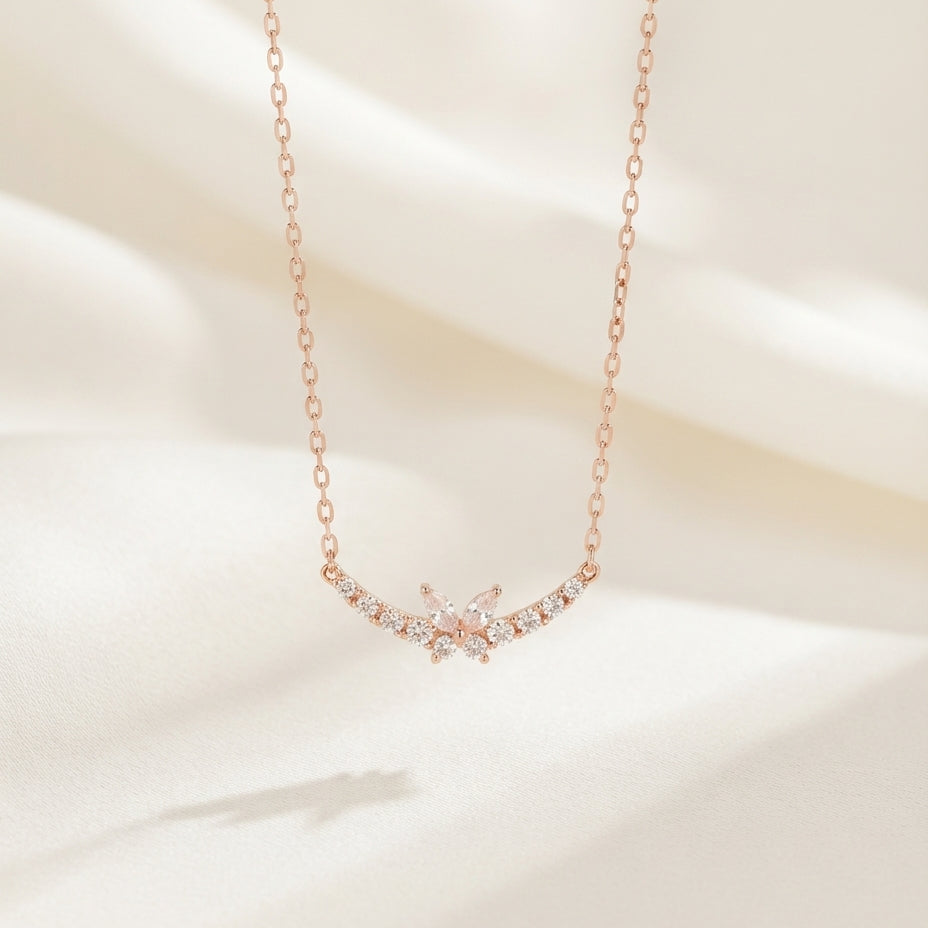 Crystal Butterfly Rosegold Necklace