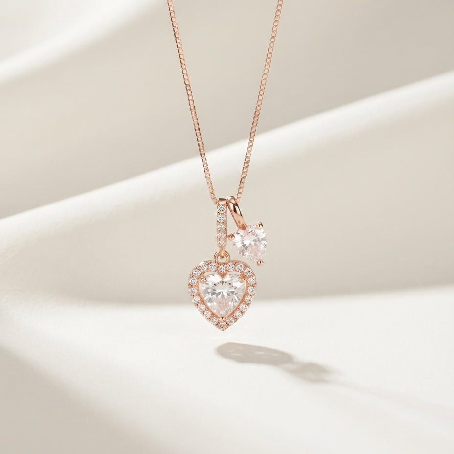 Dual Heart Solitaire Necklace