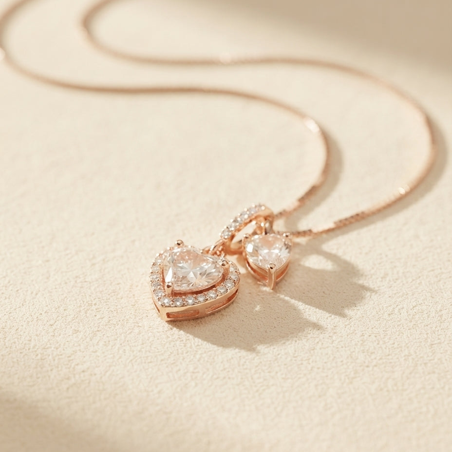 Dual Heart Solitaire Necklace