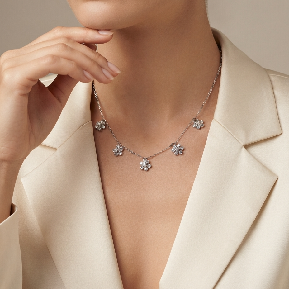 Silver Flora Charm Necklace