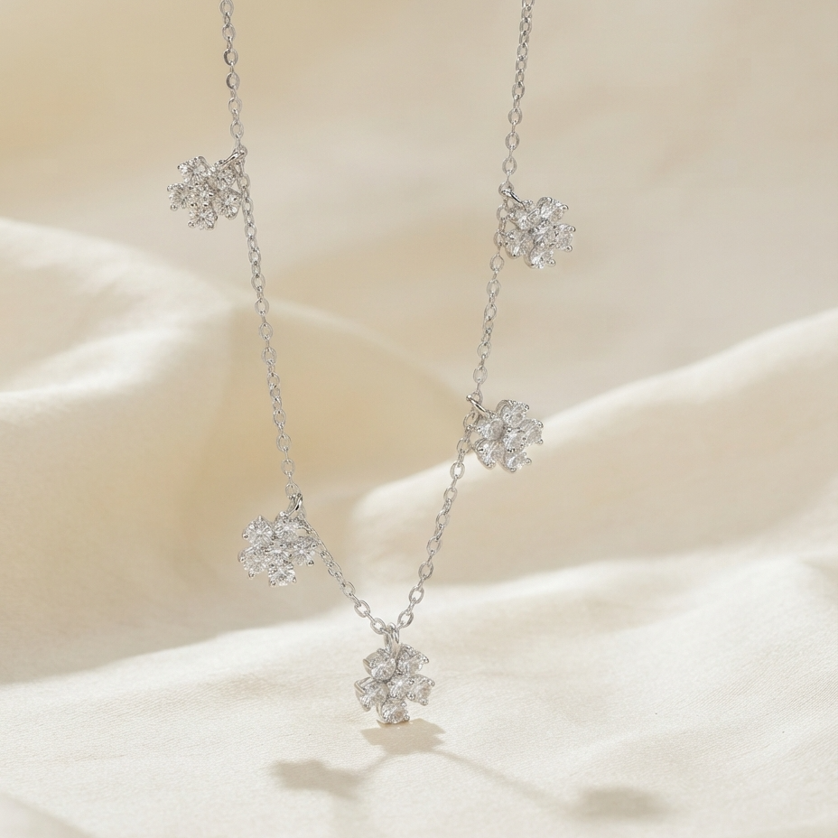 Silver Flora Charm Necklace