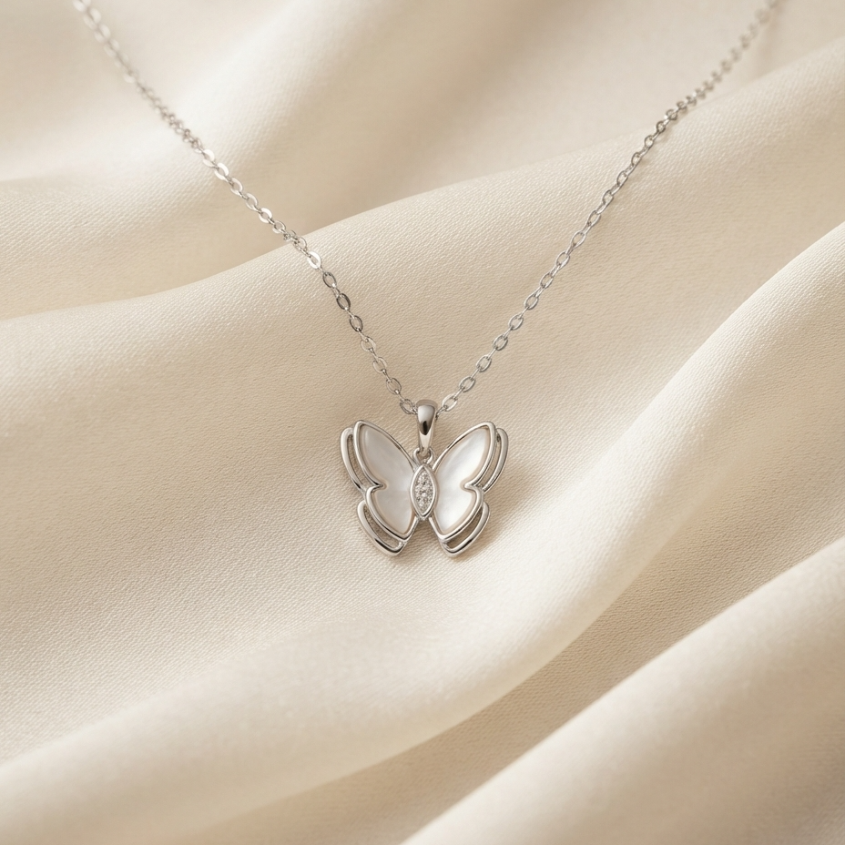 MOP Butterfly Pendant Chain