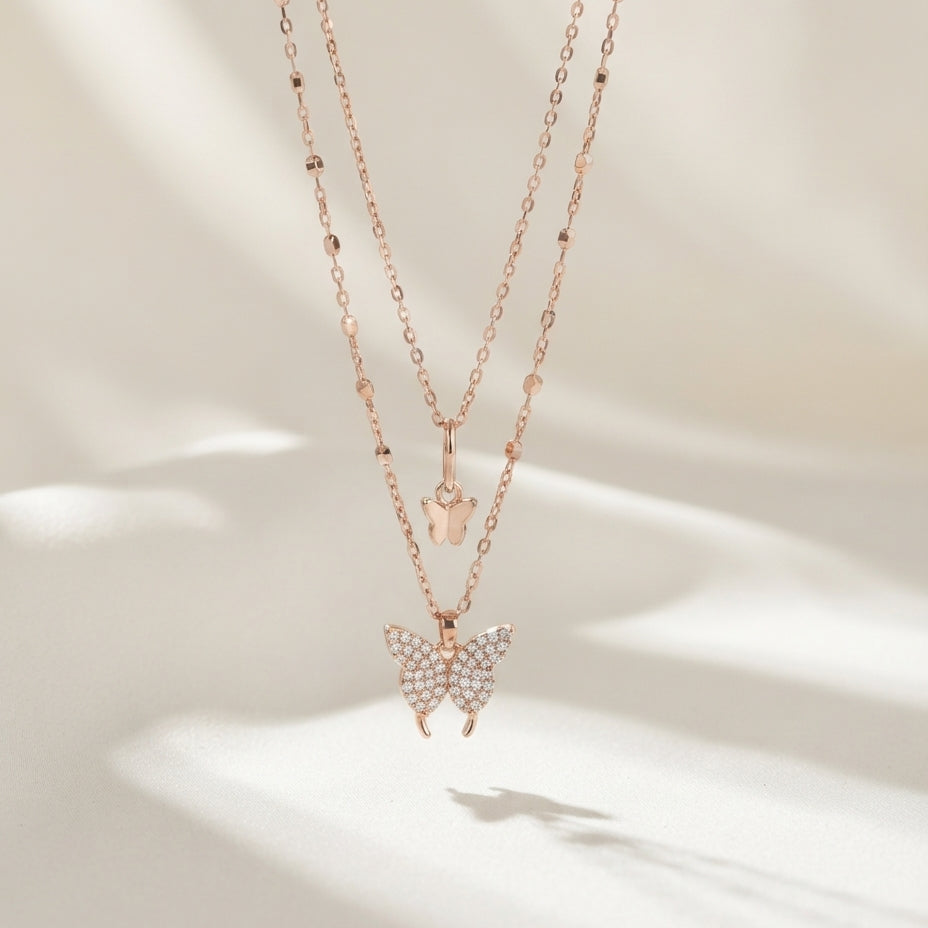 2 Layered Butterfly Necklace