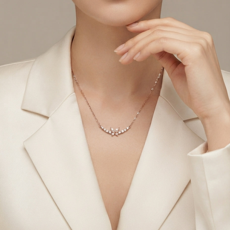 Crystal Butterfly Rosegold Necklace