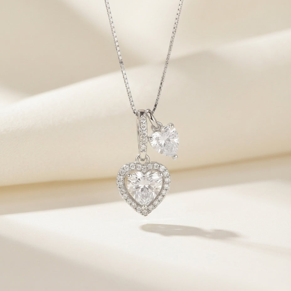 Dual Heart Solitaire Necklace