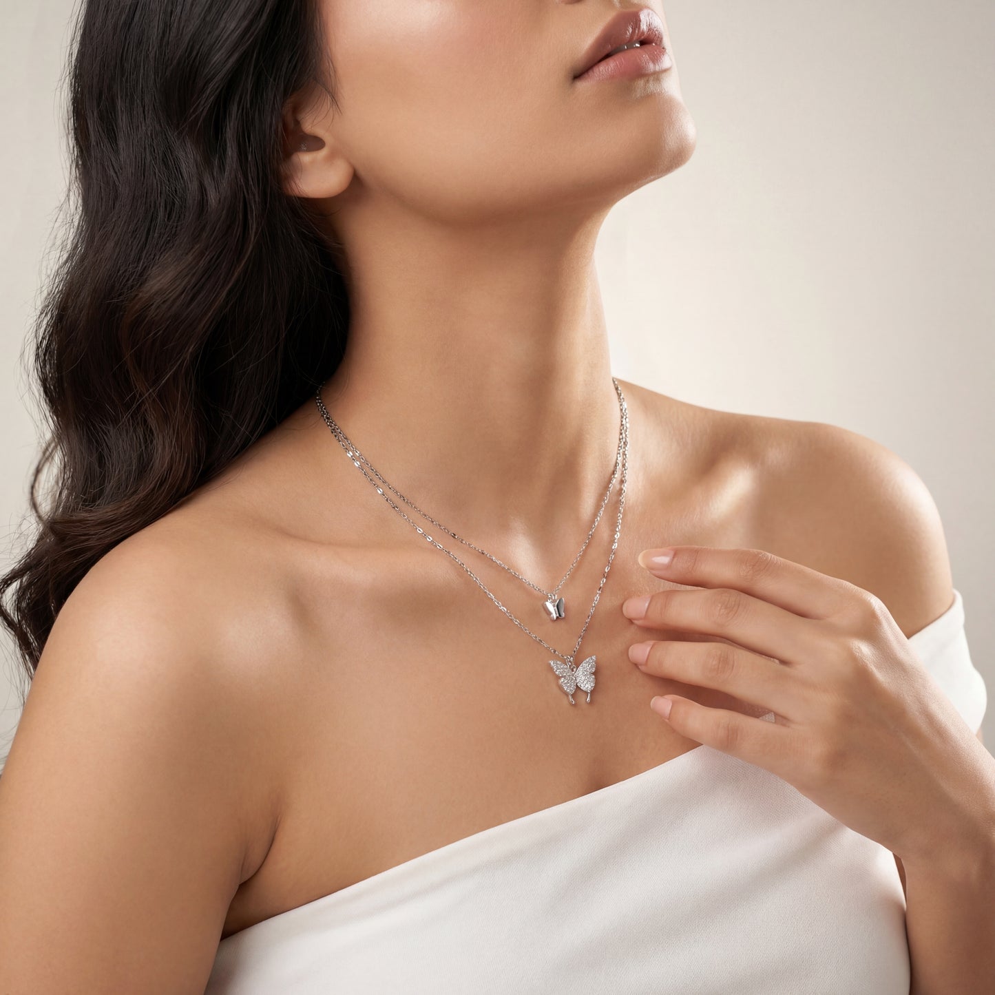 2 Layered Butterfly Necklace