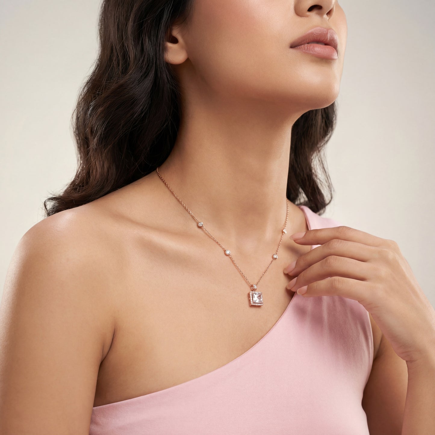 Square Solitaire Necklace