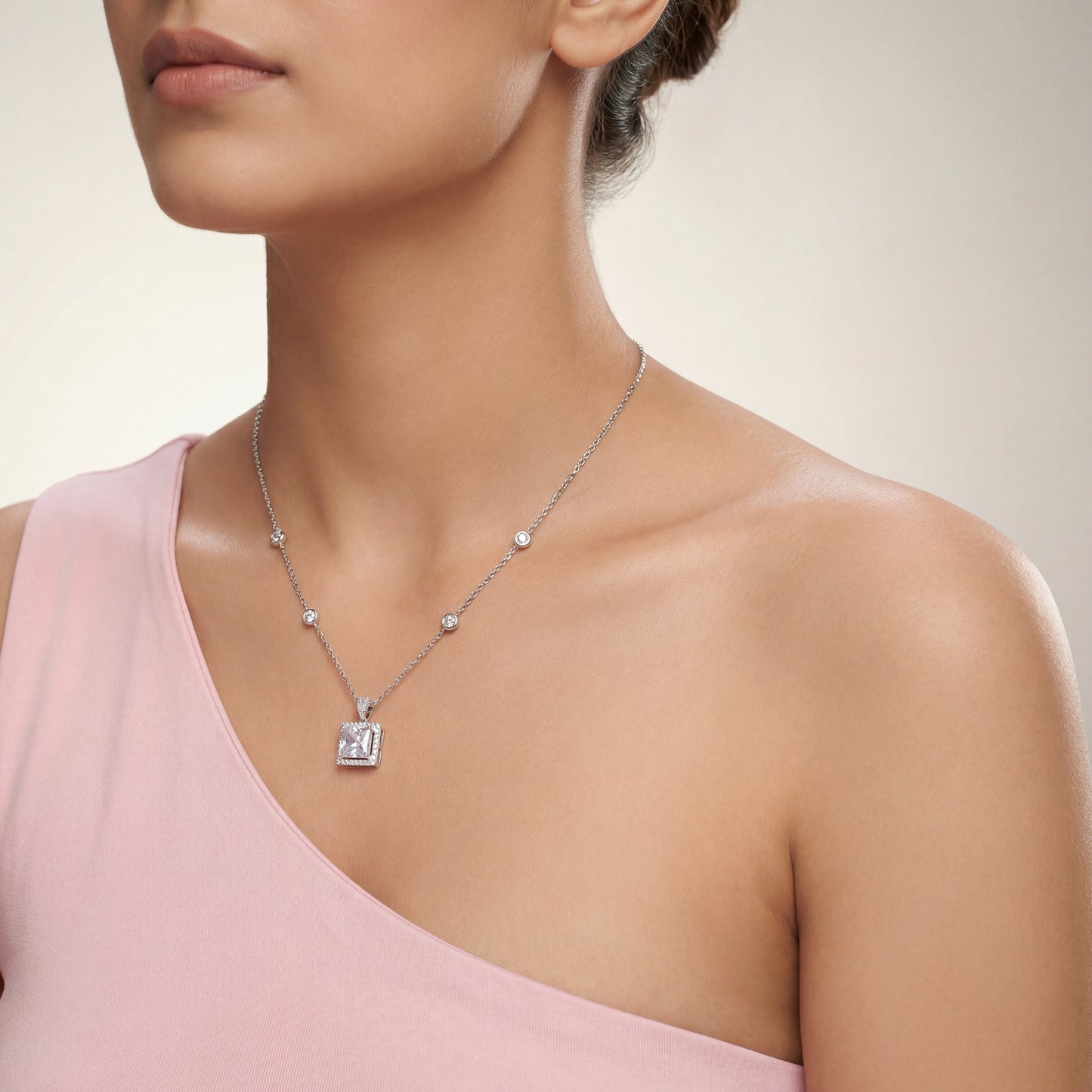Square Solitaire Necklace