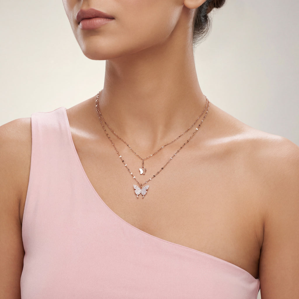 2 Layered Butterfly Necklace