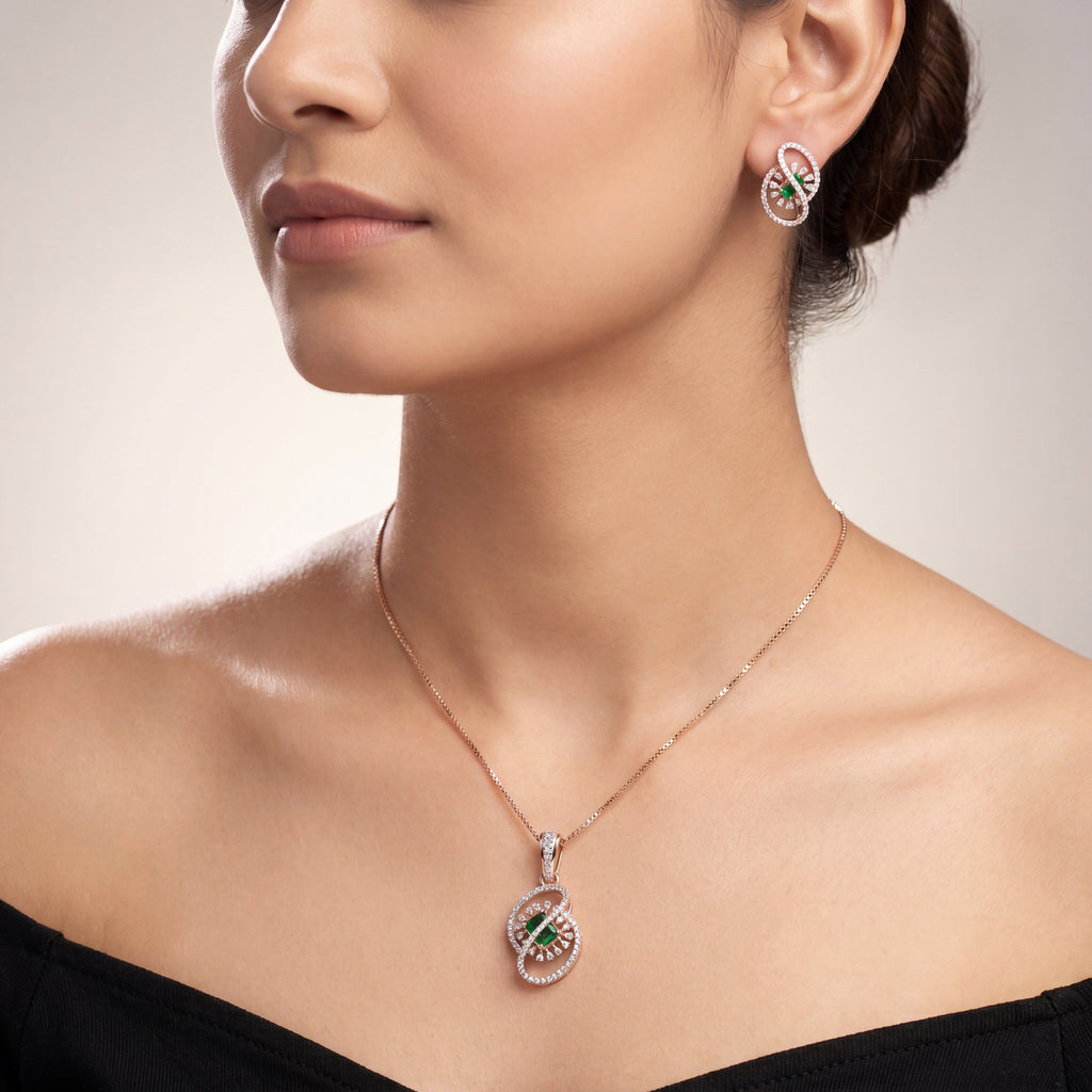 NIA Emerald Pendant Set