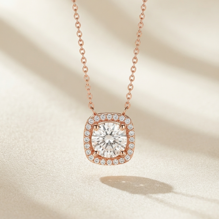 Solitaire Square Necklace