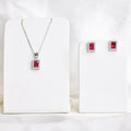 Dreamy Red Rectangular Silver Pendant Set