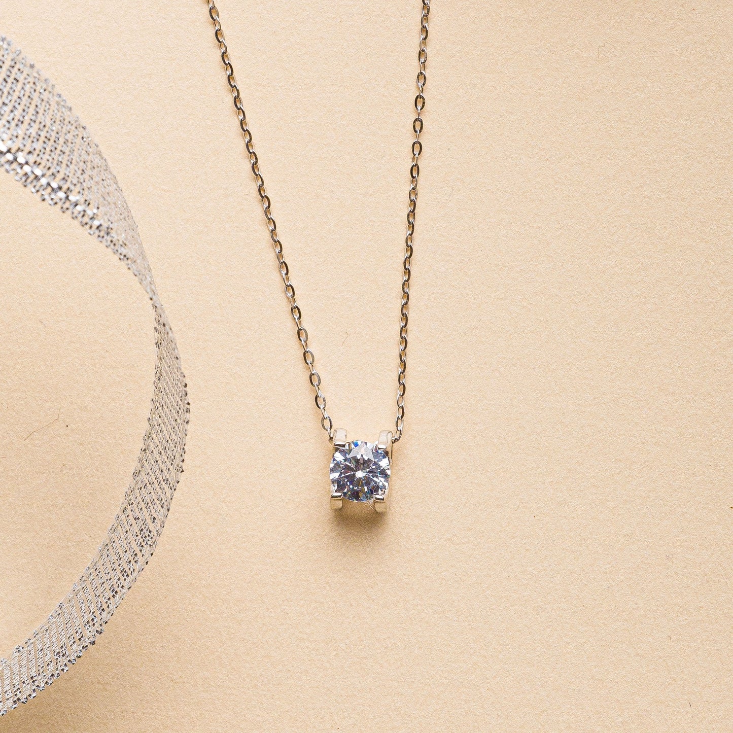 Round Solitaire Pendant with Chain