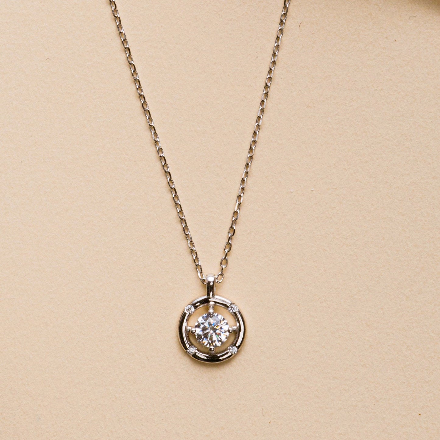 Ring Around the Solitaire Sterling Silver Pendant Chain