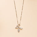 Leaves with Tiny Pearl Sterling Silver Pendant Chain