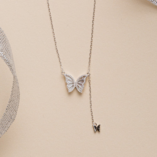 Butterfly Silver Pendant with Chain