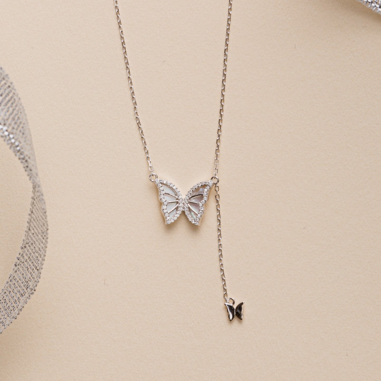 Butterfly Silver Pendant with Chain