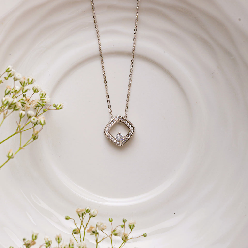 Diamond Shaped Sterling Silver Pendant Chain