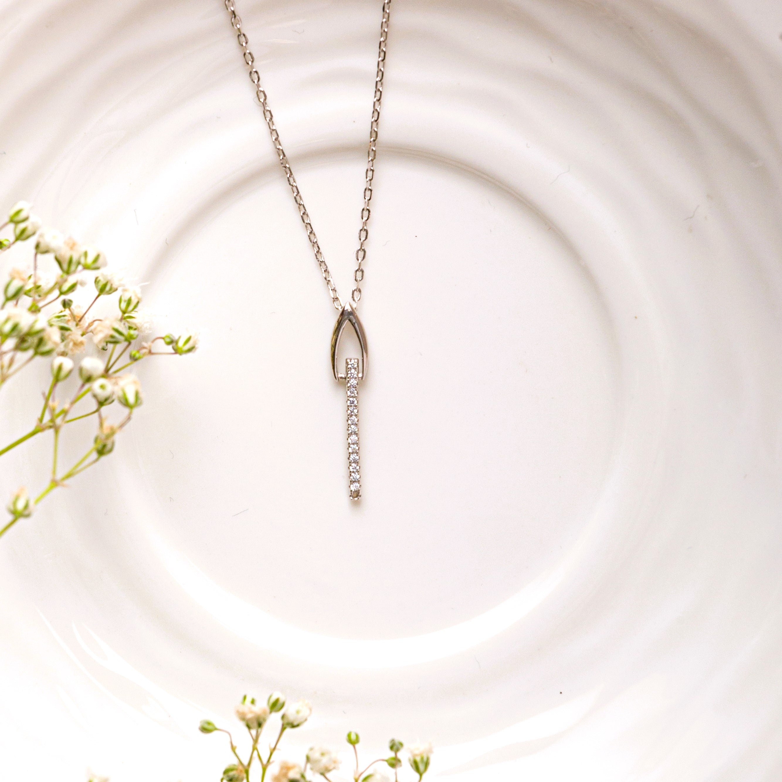 Lock and Key Sterling Silver Pendant Chain