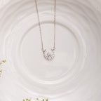 Moon with a Diamond Sterling Silver Pendant with Chain
