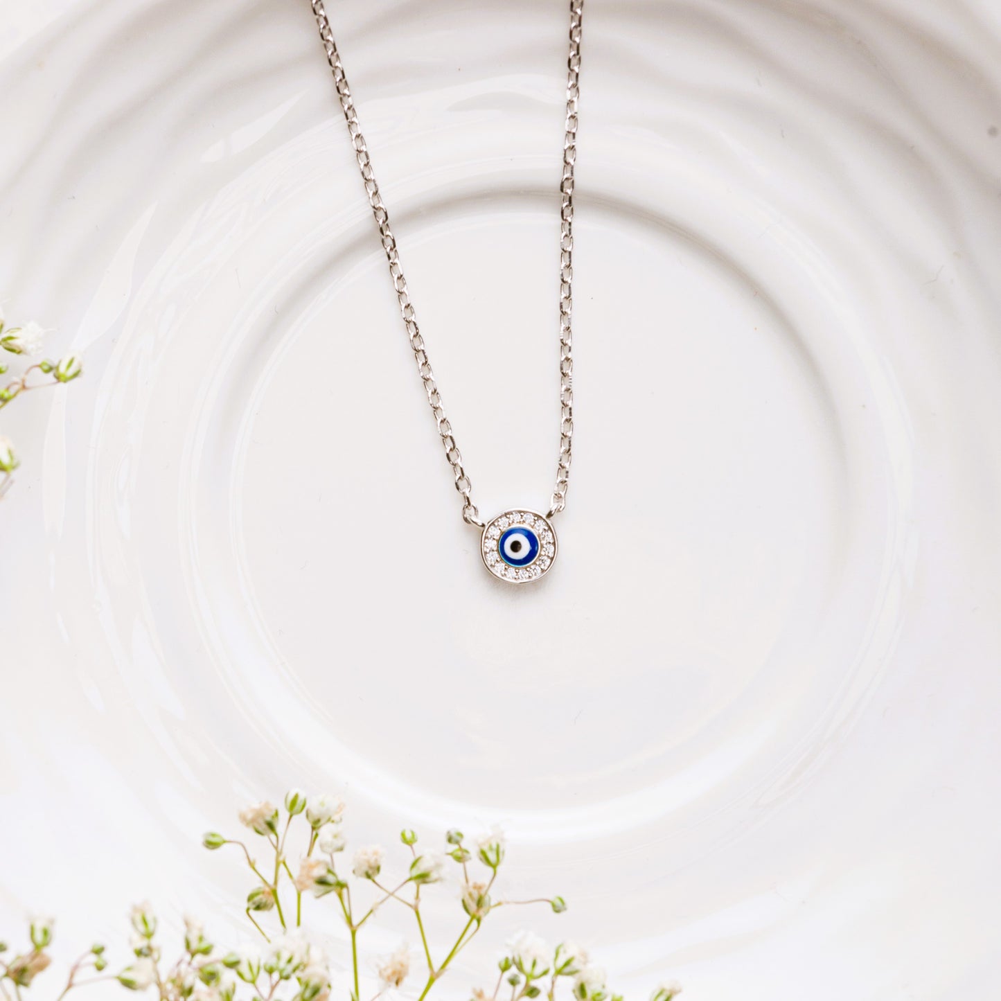 Buy Dark Blue and White Enamel Evil Eye Pendant Chain Necklace. 925  Sterling Silver.925 Sterling Silver Necklace.good Luck & Protection  Jewelry. Online in India - Etsy