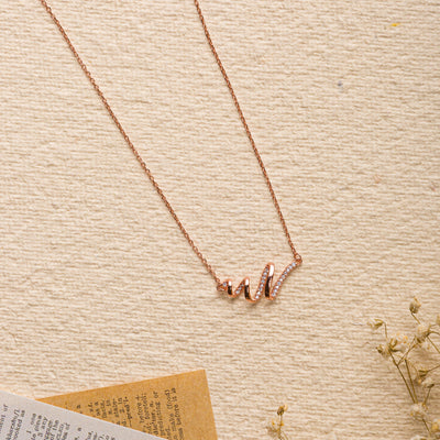 Zig Zag Sterling Silver Rosegold Pendant Chain