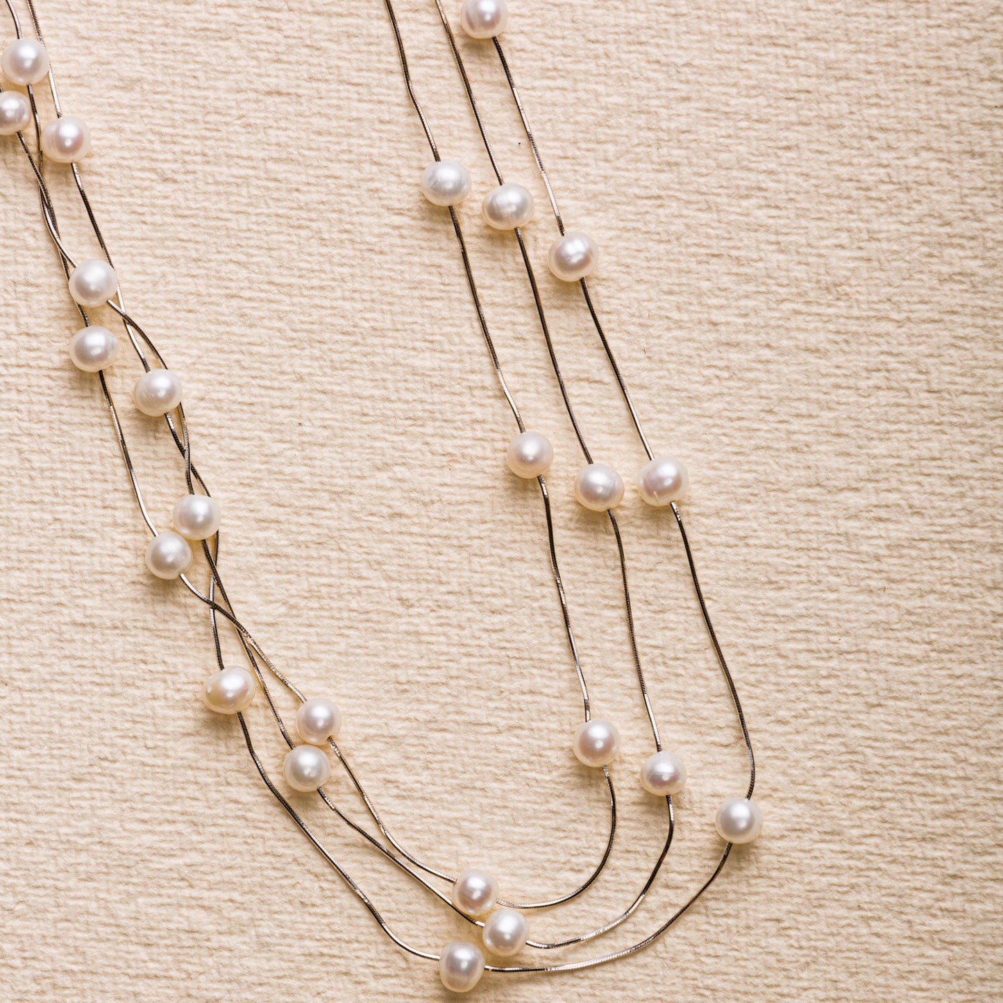 Three Line Pearl Necklace