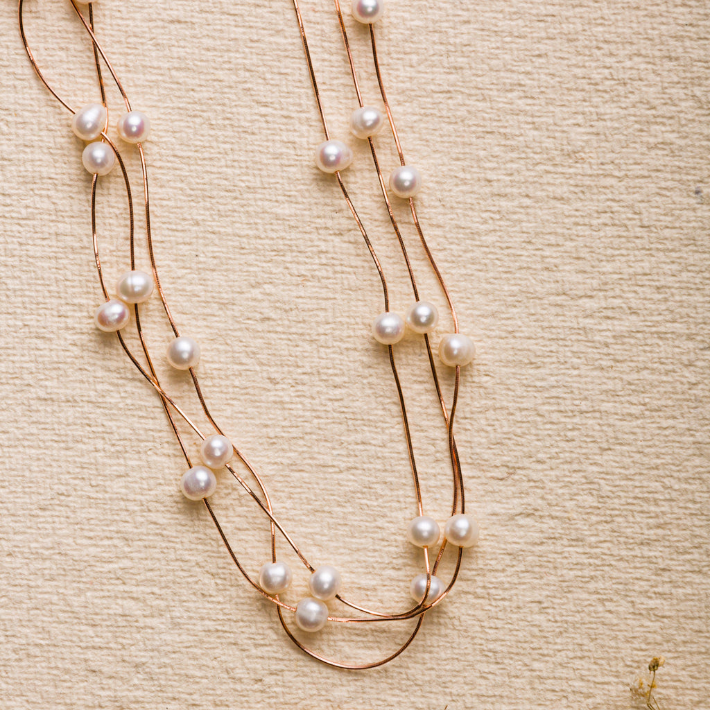 Three Line Pearl Necklace