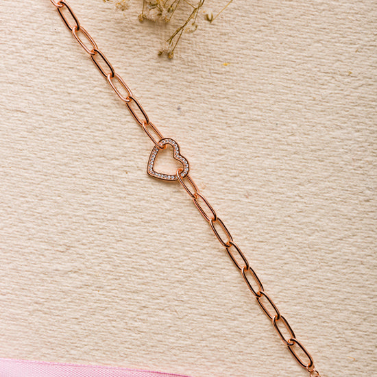 Classic Knot Heart Rose Gold Bracelet | Olivia Burton London