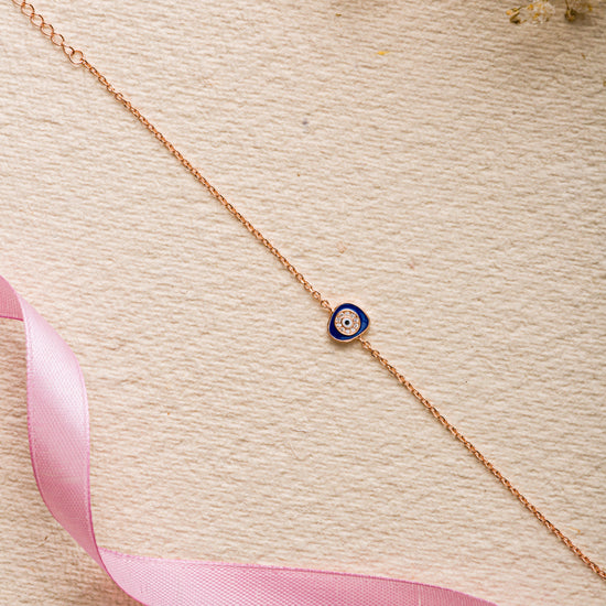 Dark Blue Evil Eye Rosegold Bracelet