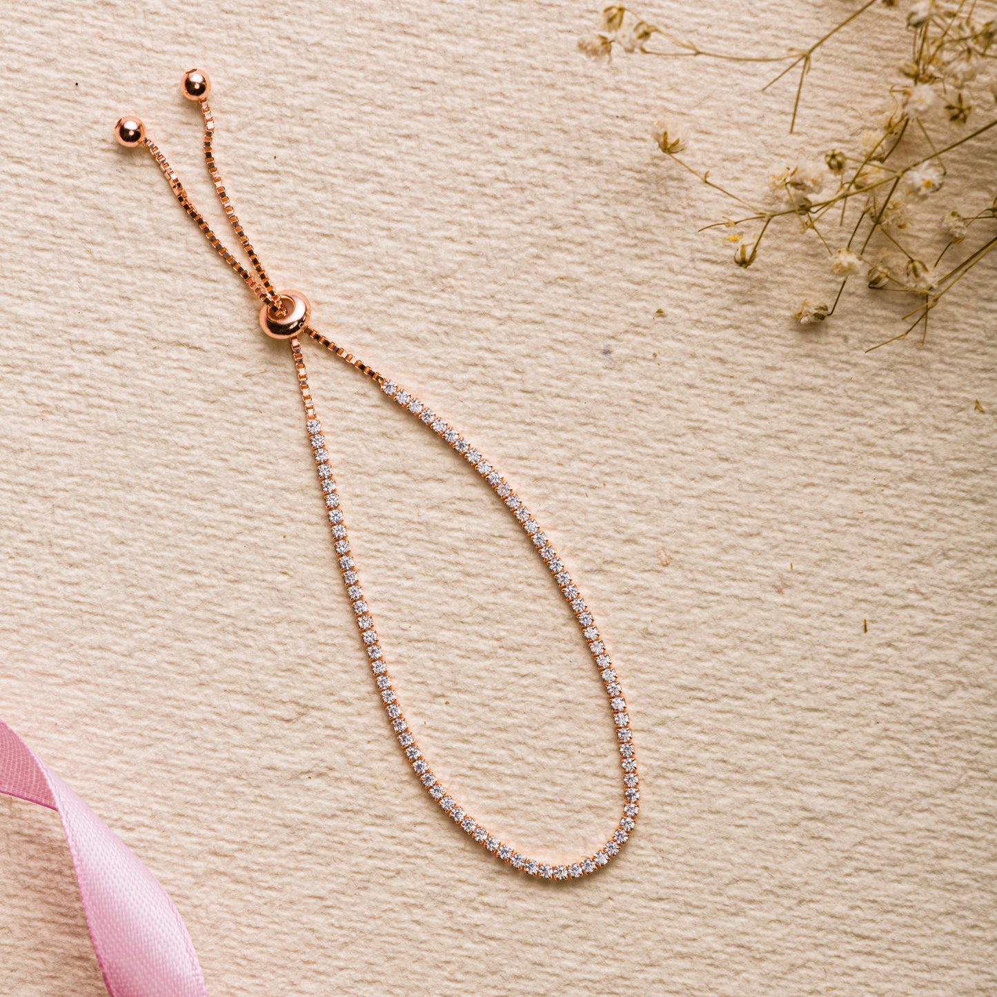 One Line Rose gold Adjustable Bracelet