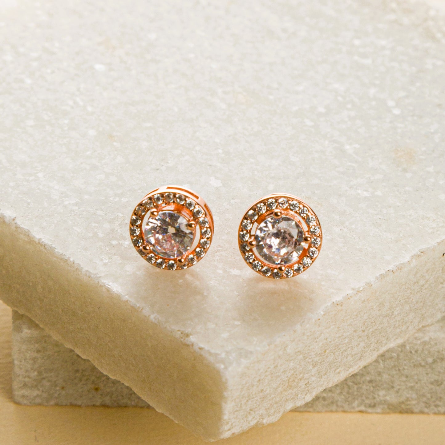 Classic Rosegold Solitaire Earrings